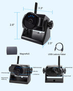 1080P Magnetische kabellose Rückfahrkamera, WiFi-Rückfahrkamera mit langlebigem Akku, 90 Tage Standby, Nachtsicht, IP69K, einfache Installation für LKWs, Anhänger, kompatibel mit Telefon, Pad