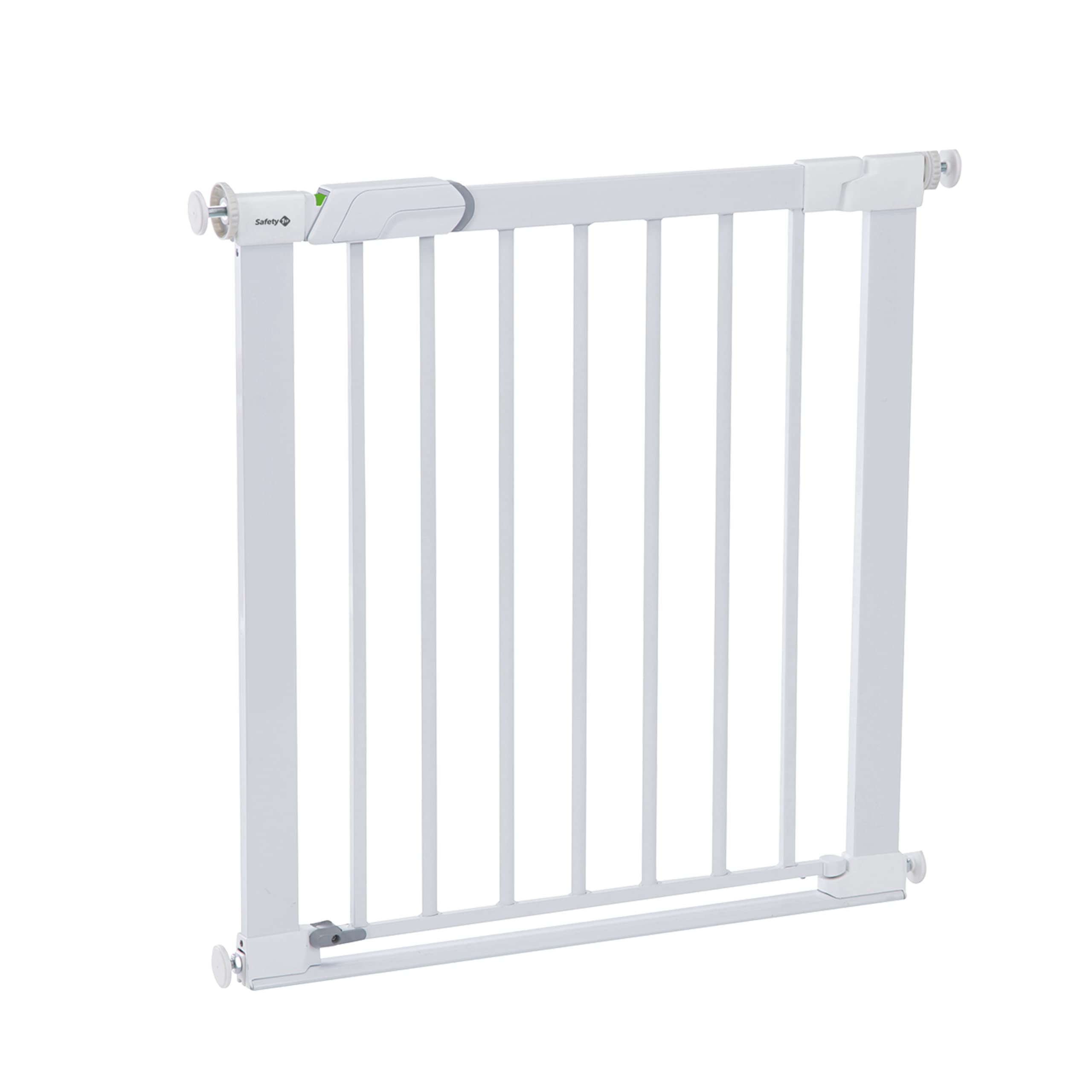 Safety 1st Flat Step Gate, Treppenschutzgitter ohne Bohren, 73–80 cm (max. 101 cm erweiterbar), Sehr Flache Türkante, Türschutzgitter "Bleibt Offen", Mit Einer Hand Öffnen, Montage ohne Bohren, Weiß