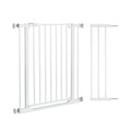 hauck Clear Step 2 + 21 cm Verlängerung, Weiß - Kinderschutzgitter Hundegitter, Verstellbare Breite 96-101 cm, 77 cm Hoch, Flacher Einstieg, Einhand Öffnung, ohne Bohren, für Innen