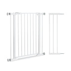 hauck Clear Step 2 + 21 cm Verlängerung, Weiß - Kinderschutzgitter Hundegitter, Verstellbare Breite 96-101 cm, 77 cm Hoch, Flacher Einstieg, Einhand Öffnung, ohne Bohren, für Innen