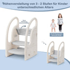 Onasti Tritthocker für Kinder, Dreistufiger Höhenverstellbar Tritt-Schemel Kinderschemel für Baby, Bequemer Handslauf, Multifunktion, Anti-Rutsch, Ab ca. 1.5 bis ca. 6 Jahre -, (Grau)