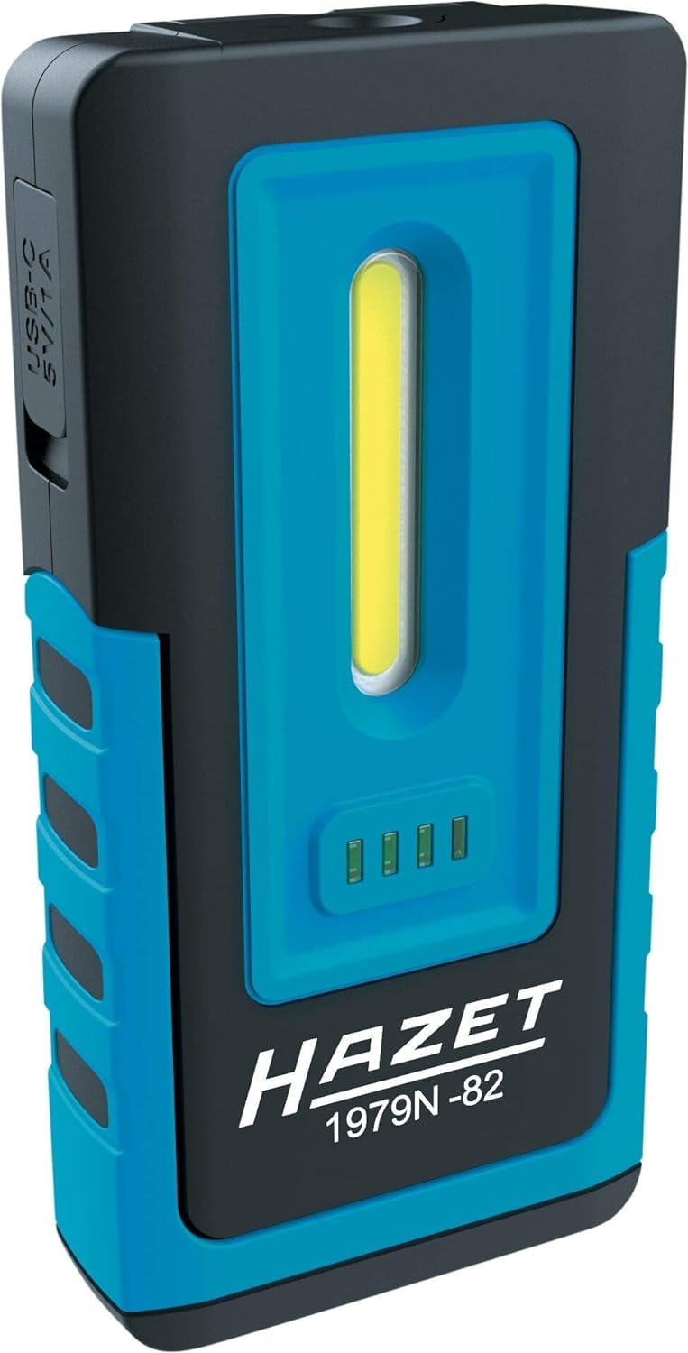 Hazet LED Pocket-Light 1979N-82 I 180 Grad verstellbare, kompakte Werkstatt-Lampe mit hoher Leuchtleistung, stufenlos dimmbar, integrierte Haltemagneten zur Befestigung