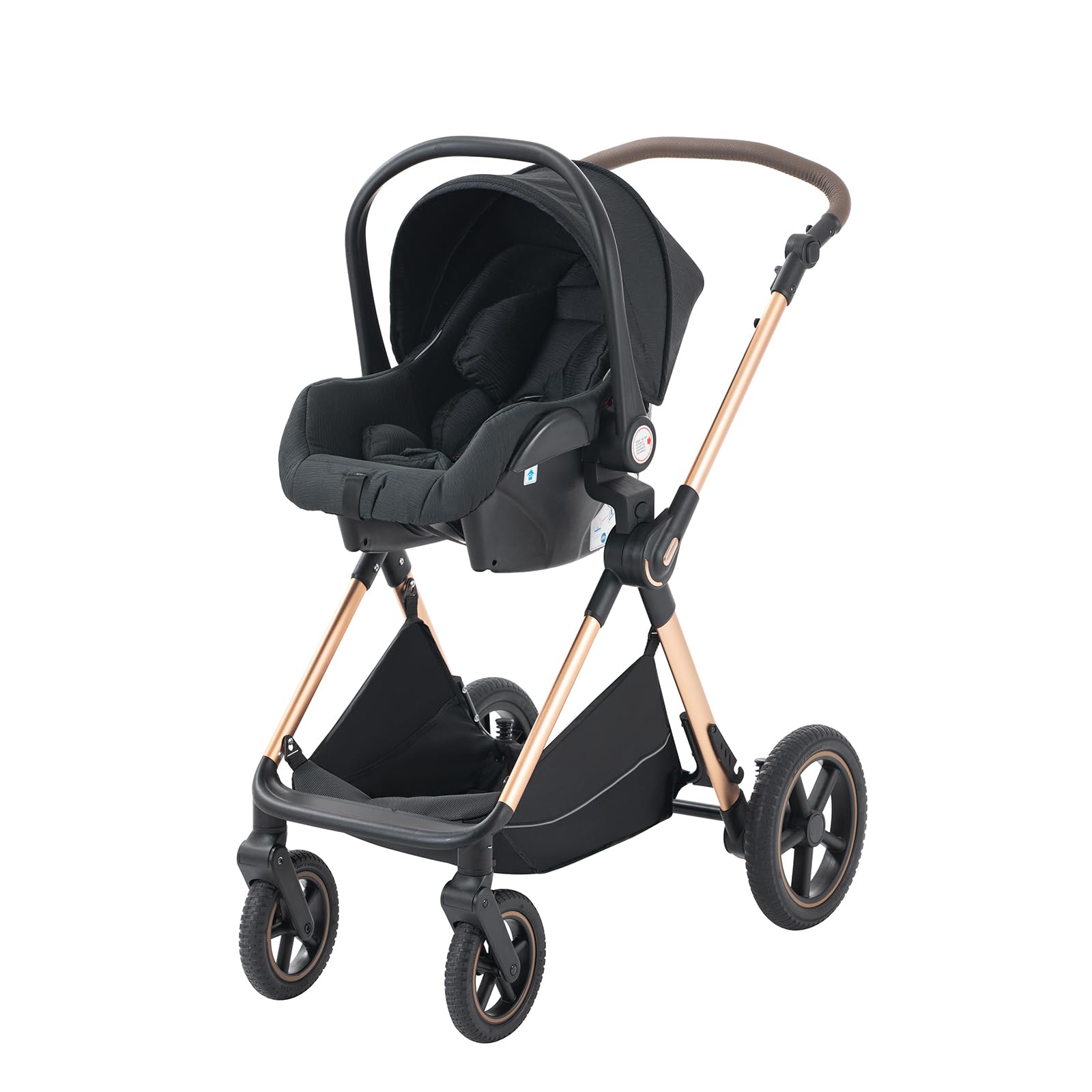 BEBBY 3-in-1 Kinderwagen KombiKinderwagen-Set 2-in-1 Buggy faltbar Luxus Hochlandschaft Neugeborenes Tragbarer Zusammenklappbarer Kinderwagen Travel System (D2-Black., H2-D)