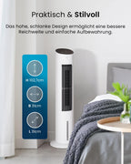 Pro Breeze OmniAir 5L Mobiler Luftkühler - Turmventilator mit Fernbedienung, 3 Gebläsestufen, 4 Modi, Auto 75° Oszillation, 7-Stunden-Timer - Klimagerät mobil ohne Abluftschlauch für Zuhause & Büro