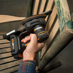 WORX WX822 Akku Detailschleifer 20V - Elektrische 20V Schleifmaschine für Holzmöbel, Türen, Ecken und Kanten - Schleifen mit Staubfangsack - PowerShare kompatibel - mit Akku & Ladegerät