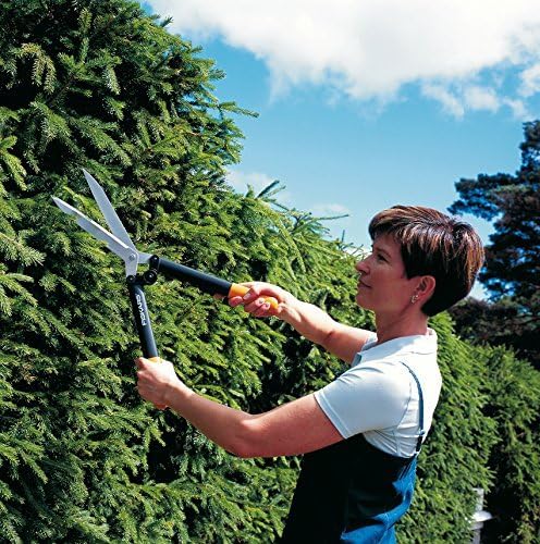 Fiskars Getriebe-Heckenschere HS52, Antihaftbeschichtet, Hochwertige Stahlklingen/Glasfaserverstärkter Kunststoff, Länge: 58,5 cm, Schwarz/Orange, Powerlever, 1001564