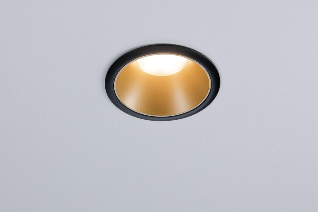 Paulmann 93404 LED Einbauleuchte Cole rund incl 3x6W dimmbar Einbaustrahler Schwarz, Gold matt Einbaulampe Kunststoff, Alu Zink Deckenspot 2700K