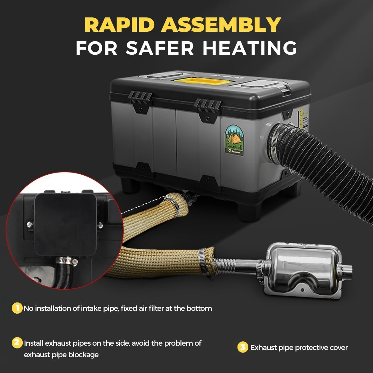 Sunster 8kW Tragbare Diesel Luftheizung, 110-240V AC & 12/24V DC Diesel Standheizung mit Drahtloser Temperaturschalter mit CO-Detektion, Dieselheizung mit Automatischer Start&Stop, Lüftungsmodus