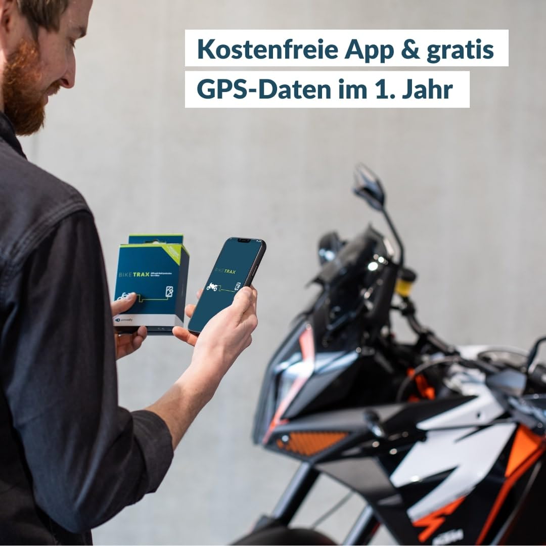 GPS-Tracker für E-Bikes — Motorrad kompatibel, lückenlose GPS-Übertragung in Europa — Diebstahlschutz, Echtzeit-Tracking mit Handy-App — inkl. SIM & Zusatzakku