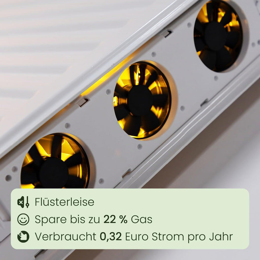 SpeedComfort Heizkörper Ventilator 2er Set – 2 Stück Heizkörperventilatoren - energieeffizienter Heizungsventilator - Bis zu 22% Energieeinsparung – Geräuscharm