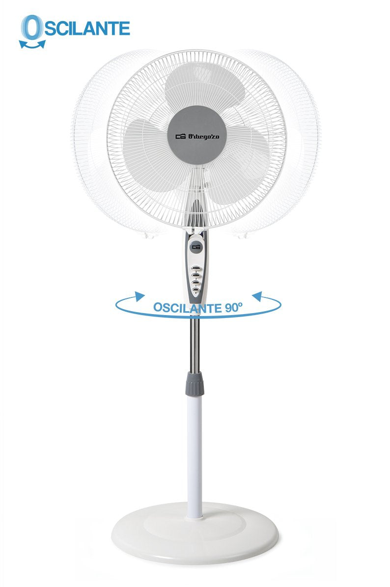 Orbegozo SF 0147 - Standventilator, 3 Stufen, Blättergröße 40 cm, einstellbare Höhe, 50 W, Weiß