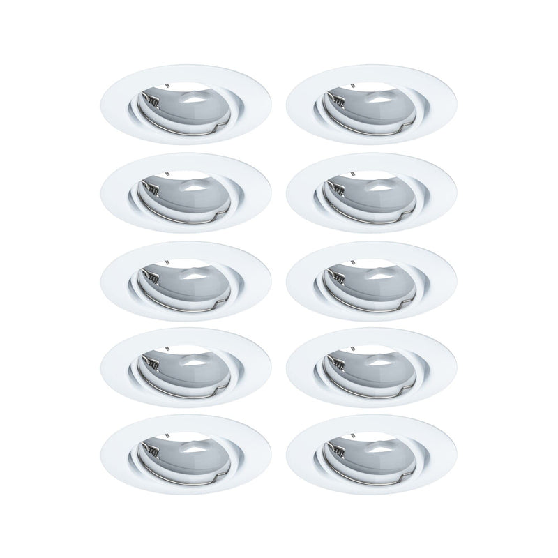 Paulmann 93400 Einbauleuchte Base rund schwenkbar max. 10x10W Einbaustrahler ohne Leuchtmittel Weiß Einbaulampe Metall Deckenspot GU10