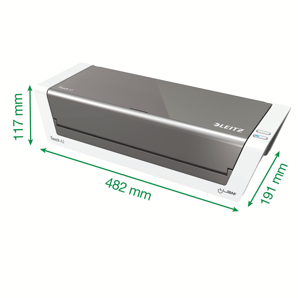Leitz A3 Laminiergerät Touch 2, Vollautomatisches High Speed Premium Laminiergerät für Büro und Schule, Für 80 bis 250 mic Laminierfolien, Inkl. Laminierhüllen Starterkit, iLam, 74744000