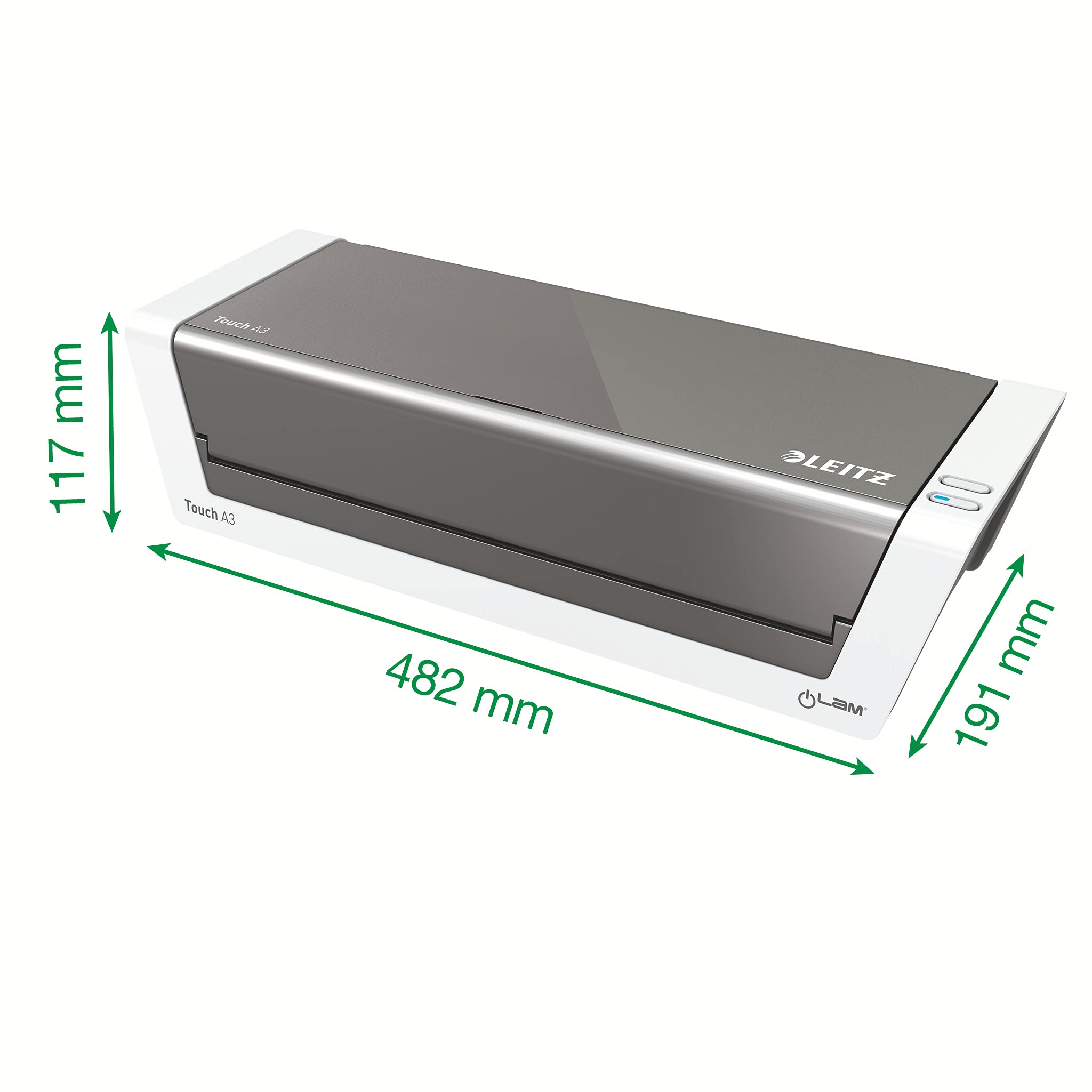 Leitz A3 Laminiergerät Touch 2, Vollautomatisches High Speed Premium Laminiergerät für Büro und Schule, Für 80 bis 250 mic Laminierfolien, Inkl. Laminierhüllen Starterkit, iLam, 74744000