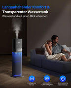 YOKEKON Luftbefeuchter, Luftbefeuchter Schlafzimmer, Kalt Nebel Befeuchter für große Räume, humidifier, 8L Ultraschall befeuchter für das Haus, Top Füllen, Erweitertes Tube, Stille Pflanze Büro, blau