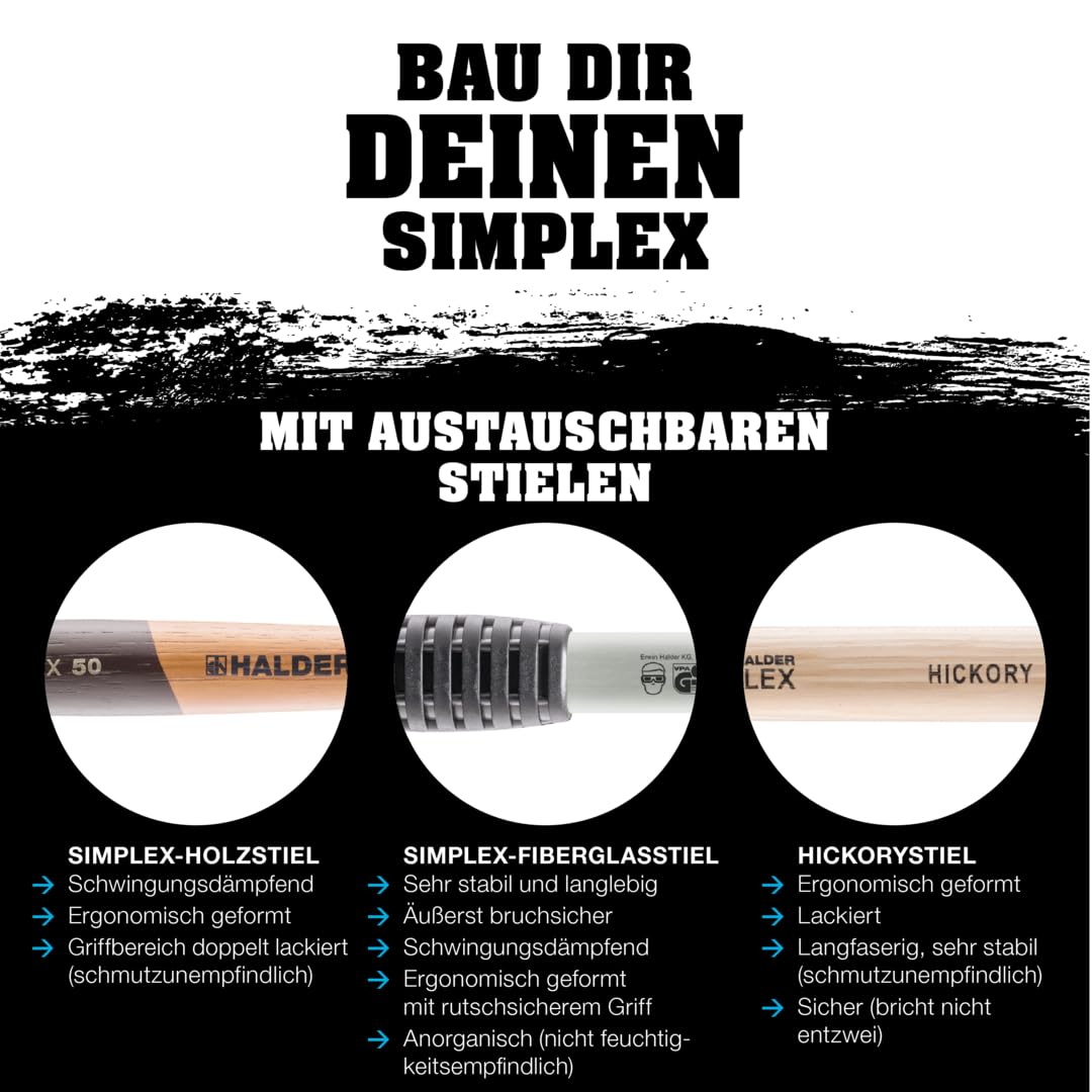 SIMPLEX-Schonhammer, TPE-soft/Superplastik; mit Tempergussgehäuse und hochwertigem Holzstiel | D=50 mm | 3017.051