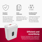 OLYMPIA PS 53 CC Pro Aktenvernichter weiß | Papierschredder für Home Office & Büro | Schredder Aktenvernichter P-4 | Partikelschnitt 4×38 mm | 6-Blatt Shredder Papier | 15 L Papier Schredder Gerät