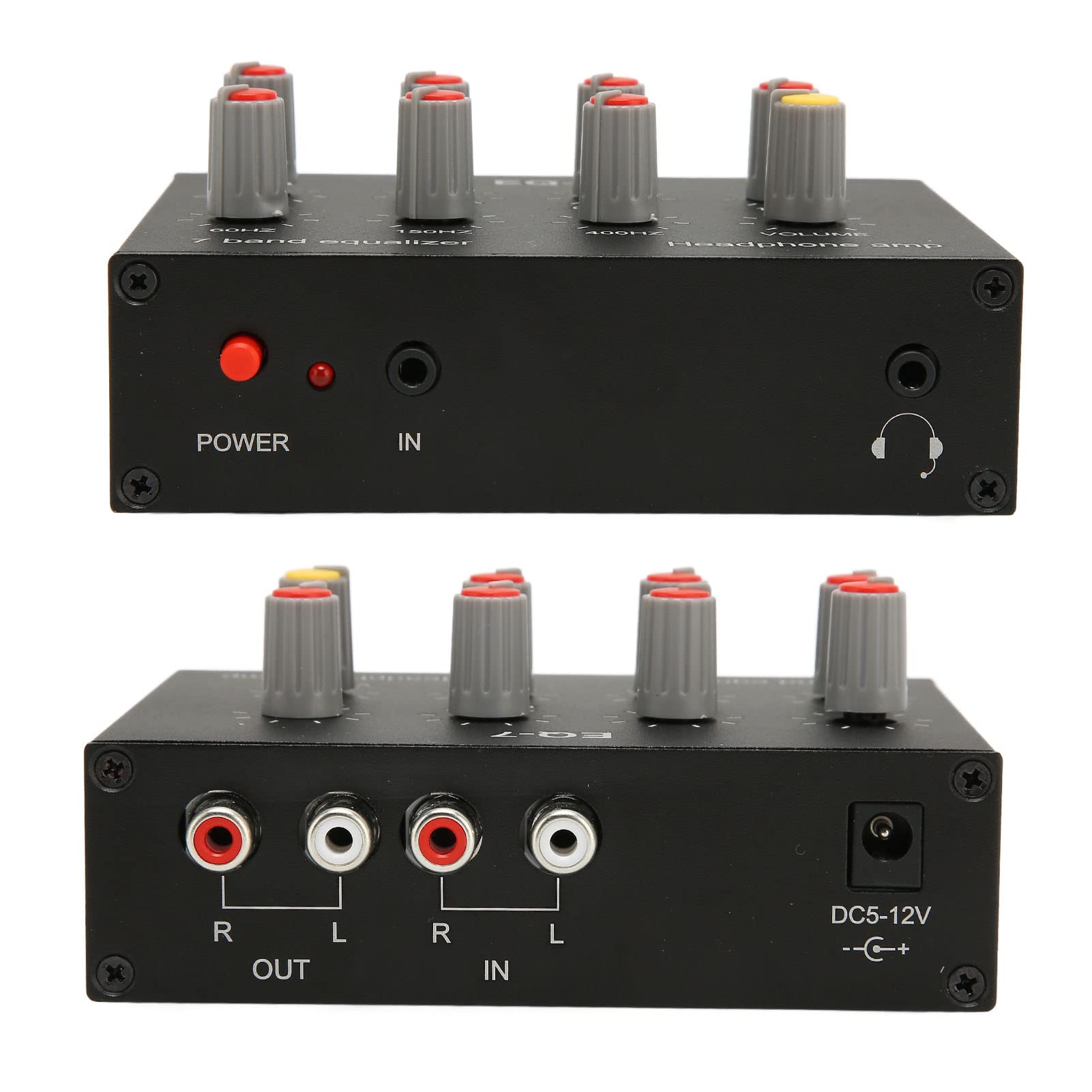 7-Band-Auto-Audio-Equalizer, 3,5-mm-Eingang -Ausgang Eingang 12 DB High Bass-Einstellung Zweikanal-Digital-Equalizer