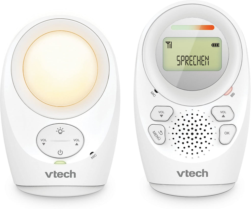 Vtech Digitales Audio-Babyphon DM1211 – Mit DECT-Technologie, Gegensprechfunktion, LCD-Lautstärkeanzeige, Temperatursensor, Nachtlicht u. v. m. – Mit Eltern- und Babyeinheit