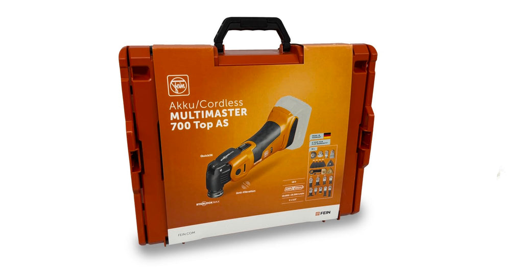 Fein Akku Multimaster AMM 500 Plus Top AS (18 V, ohne Akku Multitool, StarlockPlus, AMPShare, inkl. Zubehör-Set zum Sägen/Schleifen in Holz + Metall, Multifunktionswerkzeug, in L-Boxx) 71293863000
