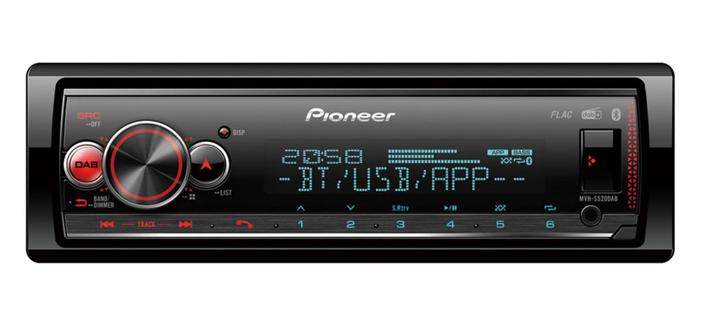 Pioneer MVH-S520DAB, 1DIN Autoradio mit RDS und DAB+, RGB-Beleuchtung, deutsche Menüführung, Bluetooth, USB, iPod/iPhone-Direktsteuerung, Freisprecheinrichtung, Smart Sync, vario color