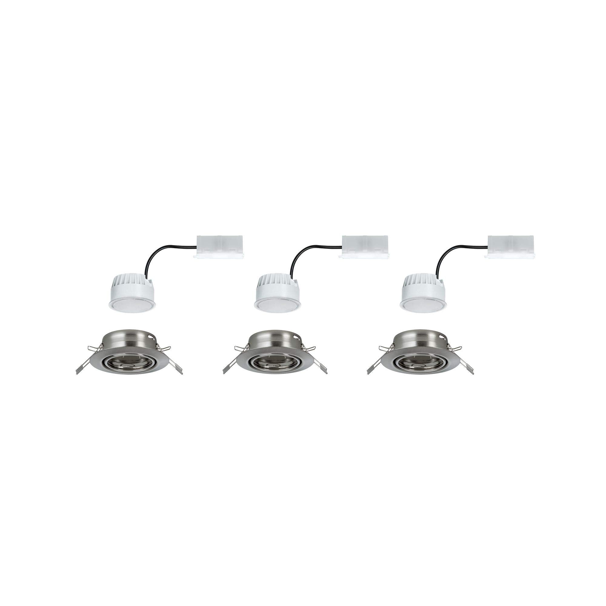 Paulmann Einbauleuchte LED Coin Base rund 5W Eisen IP23 sprühwassergeschützt 3er-Set schwenkbar