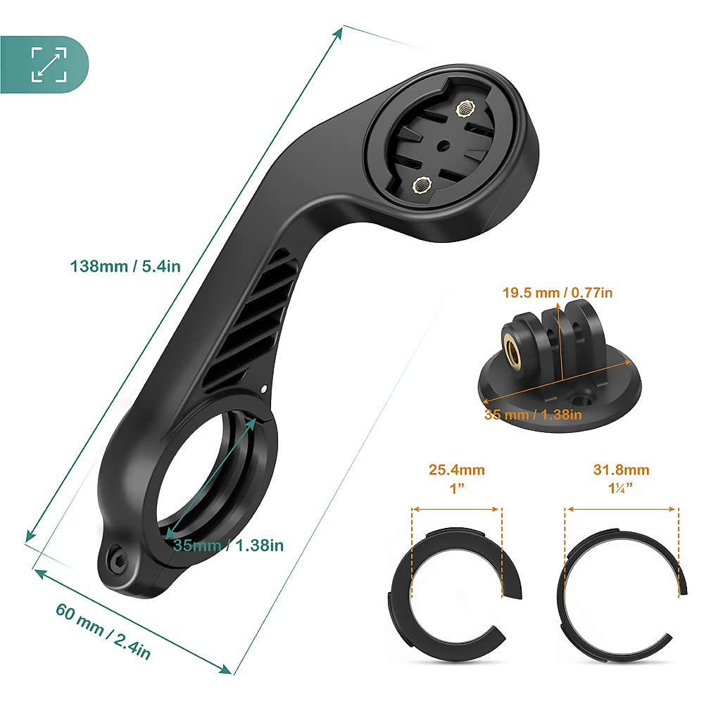 TUSITA Fahrrad Halterung Kompatibel mit Garmin Edge GPS Fahrradcomputer, XOSS G/G+, iGPSPORT GPS - Fahrradlenker Halterung 25.4mm 31.8mm Fahrrad Scheinwerfer Kameras Halter Out Front Bike Mount