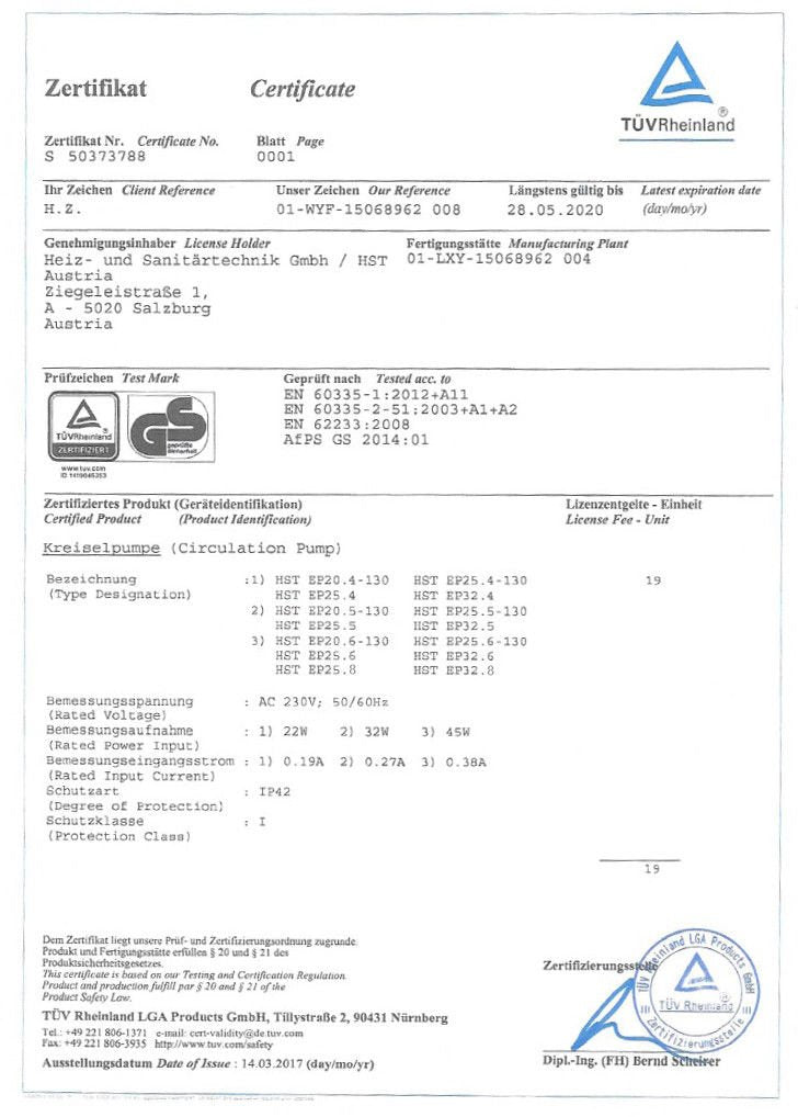 HST | Hocheffiziente Heizungspumpe | Umwälzpumpe | HST EP 25-60/180 mm | 6 Meter Förderhöhe