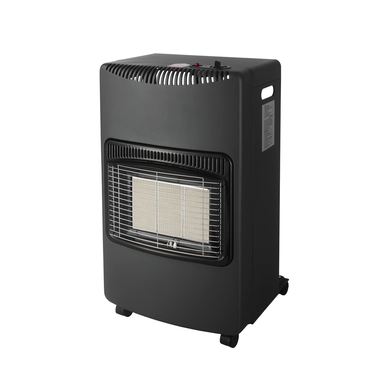 White by Brigros DA-201 Faltbarer Gasheizer, Infrarot, Piezozündung, LPG/Butan/Propan geeignet, Fach für Gasflasche bis 15 kg, ODS-System, 4200 W, schwarz