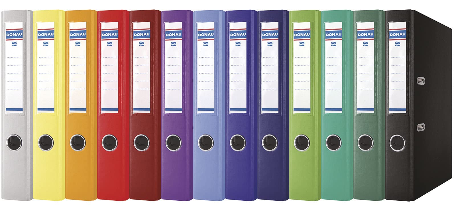 DONAU Premium Ordner Schmal 10er Pack/DIN A4 / 5 cm / 10 Stück/Weiße/Kunststoffbezug PP/Carton Papier Schlitzordner Büroordner Aktenordner Ringordner/Grünen Punkt