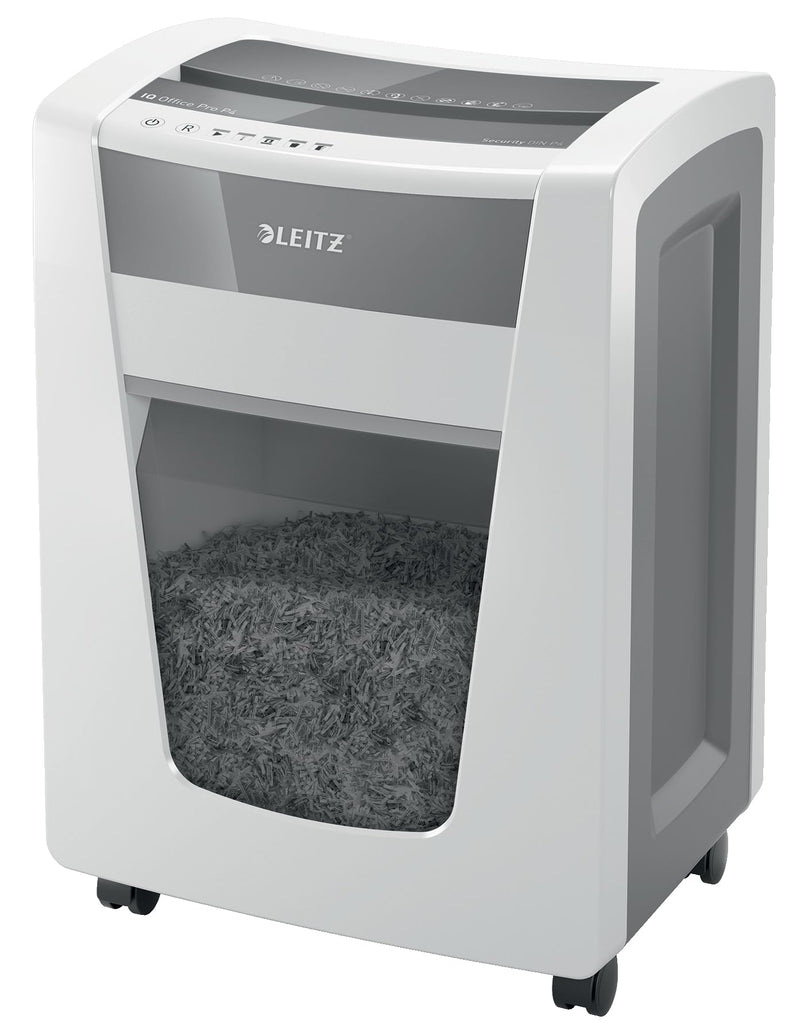 Leitz IQ Aktenvernichter Office Pro, Partikelschnitt Sicherheitsstufe P4, 22-20 Blatt (70-80 g/m²), TÜV+GS zertifiziert, 4 Stunden Dauerbetrieb, 30L Behälter, Sehr leiser Schredder für Büro, 80050000