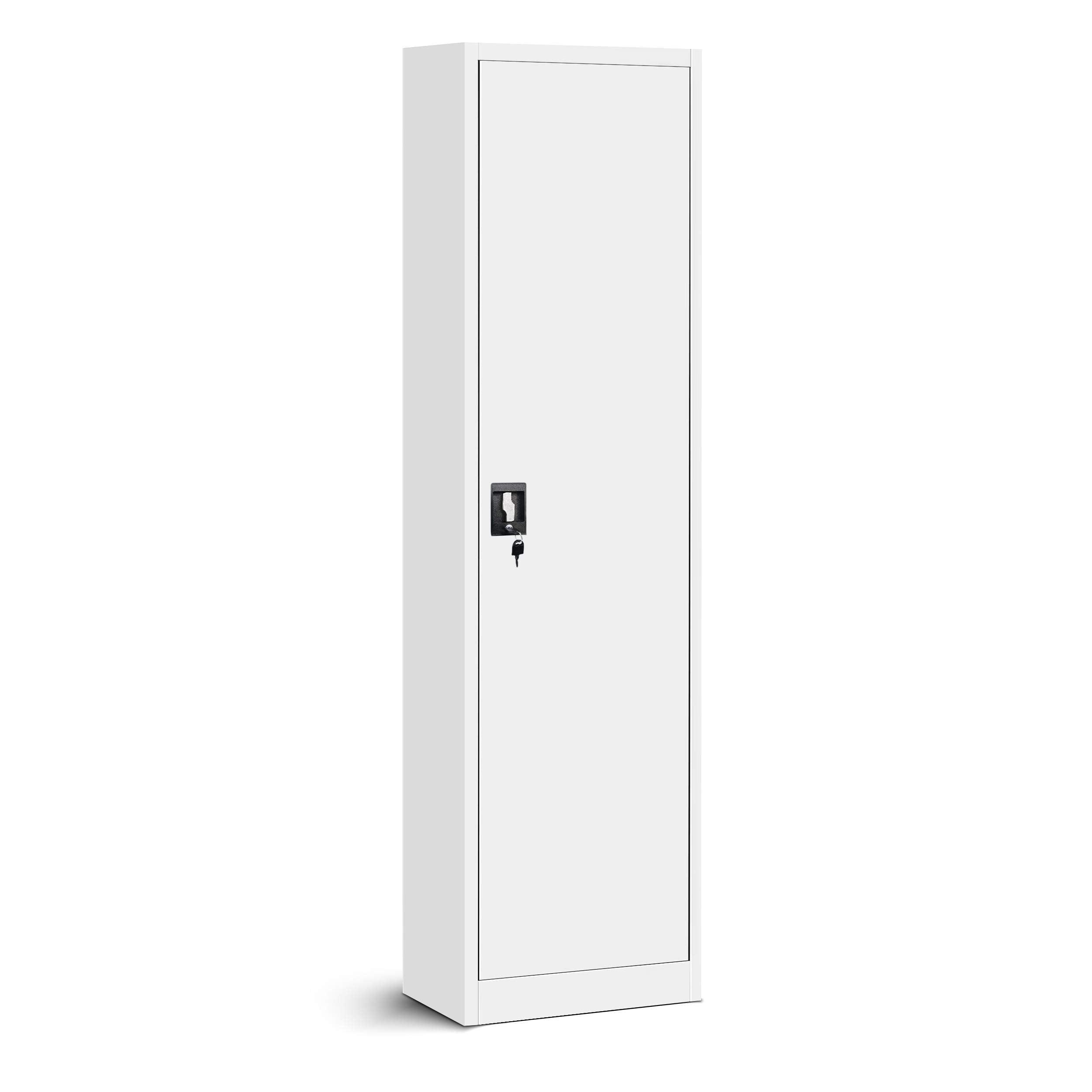 Jan Nowak Aktenschrank Büroschrank Metallschrank Lagerschrank 4 Fachböden Flügeltür Drehgriff Pulverbeschichtung Metall 185 cm x 45 cm x 40 cm (Weiß)