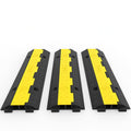 VEVOR Kabelschutzmatte 3 Stück 2 Kanal, 101 x 25 x 5 cm Überfahrschutz für Kabel, Kabelbrücke aus Handelsüblichem Thermoplastischem Gummi mit Modularem Design für Parkplätze, Lagerhäuser, Schwarz