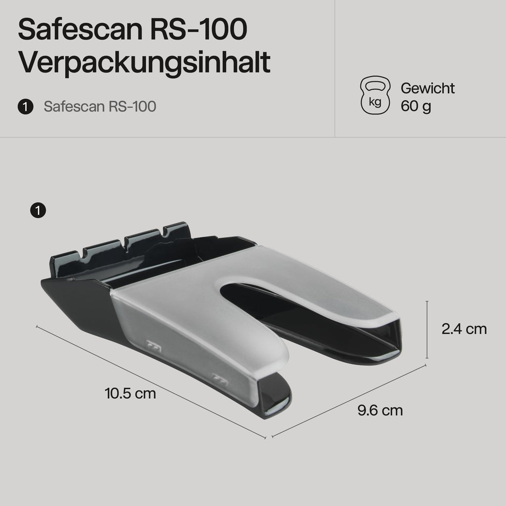 Safescan RS-100 Banknotenstapler, sammelt geprüfte Banknoten von Geldscheinprüfern - abnehmbarer Stapler der einfach auf das Falschgeldprüfgerät Safescan 155-S G2 aufgesteckt wird