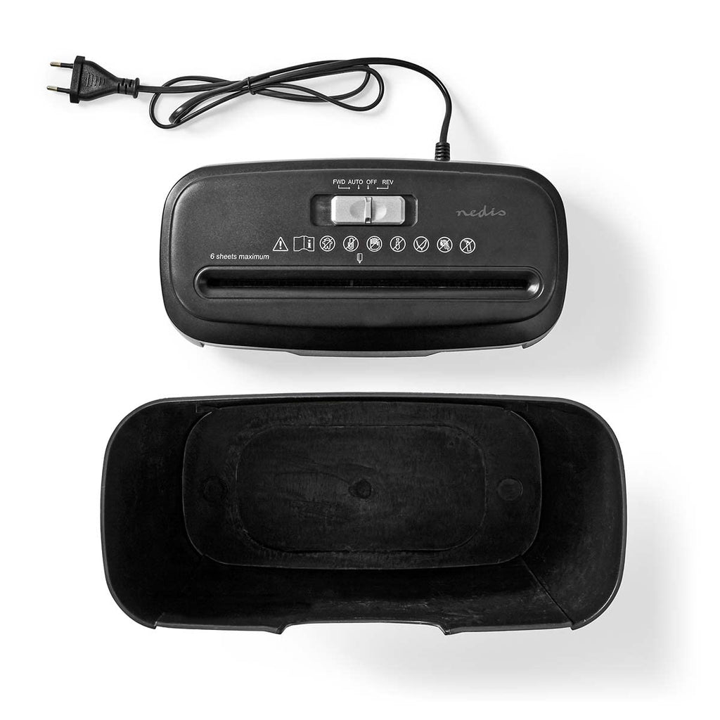 Aktenvernichter - 6x A4-Seiten - 10 l - Sicherheitsnorm: DIN 2-190 W - Schwarz