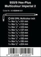 Wera 05022640001 950/9 Hex-Plus Multicolour Imperial 2, Winkelschlüsselsatz, zöllig, BlackLaser, 9-teilig