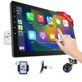 Haudio 1Din Autoradio, mit 10.1 Zoll drehbar Bildschirm,Kompatibel mit Wireless Apple CarPlay und Android Auto,Car Play IPS Touch Screen,1080P-Rückfahrkamera,Bluetooth 5.0,GPS-Navigation,FM