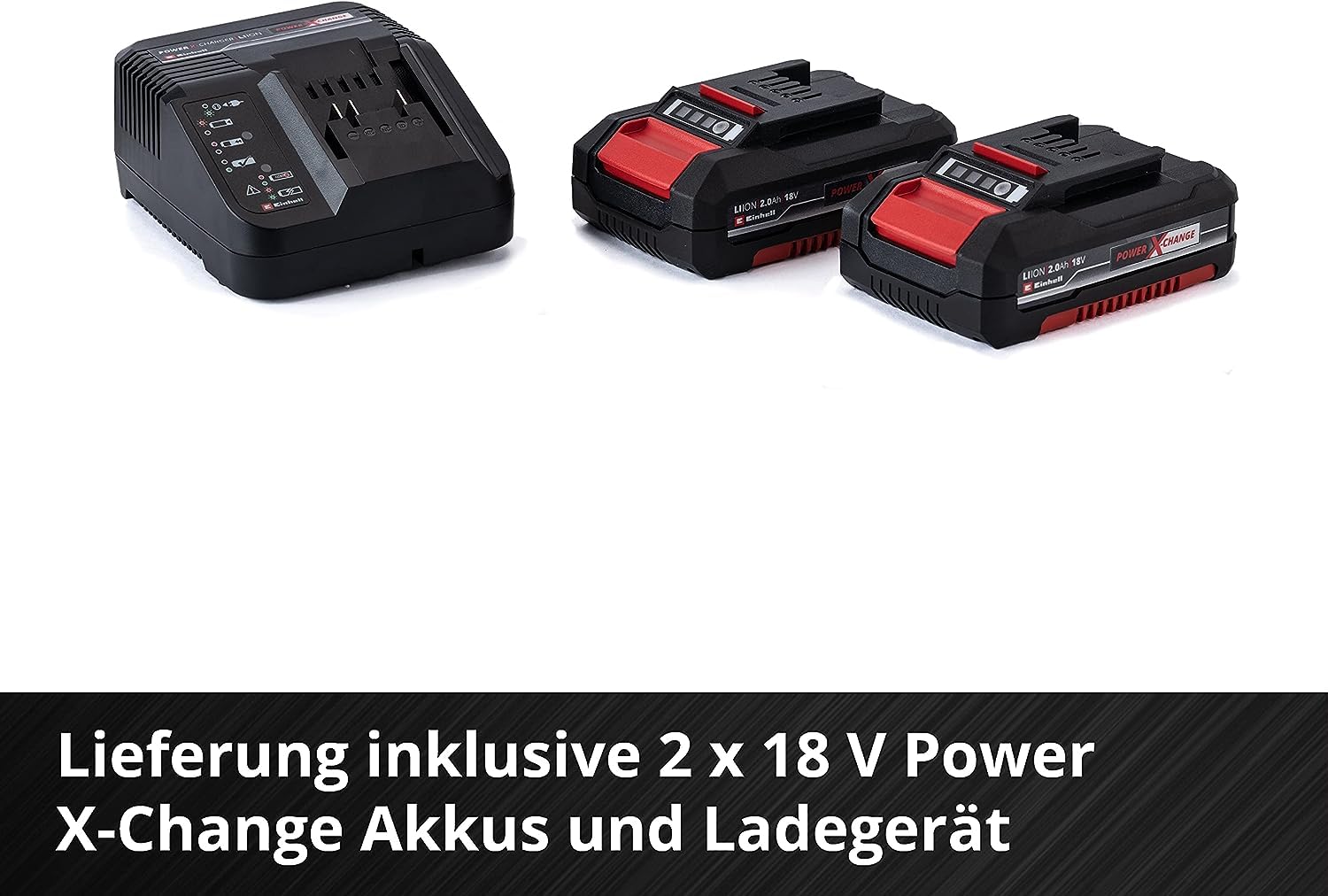 Einhell Akku Schlagbohrschrauber-Set TE-CD 18/40 Li-i plus 64 Power X-Change (Li-Ion, Drehzahl-Elektronik, 2-Gang-Getriebe, Max. 24.000 Min-1, Ladegerät und Zubehör), Schwarz, Rot, 18 V, 40 Nm