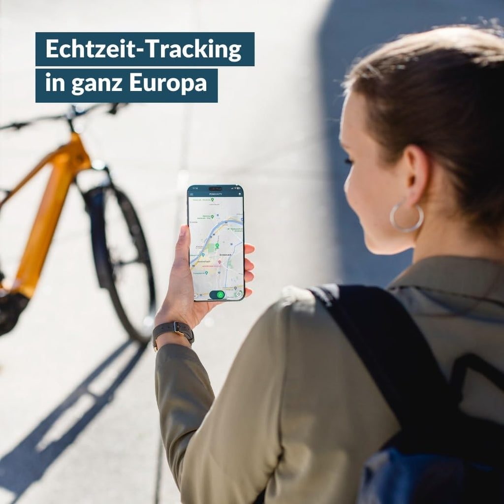 GPS-Tracker für E-Bikes — Shimano kompatibel, lückenlose GPS-Übertragung in Europa — Diebstahlschutz, Echtzeit-Tracking mit Handy-App — inkl. SIM & Zusatzakku