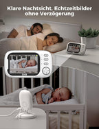 GHB Babyphone mit Kamera 3,5 Zoll Video Baby Monitor mit VOX Modus Nachtsicht Gegensprechfunktion Schlaflieder