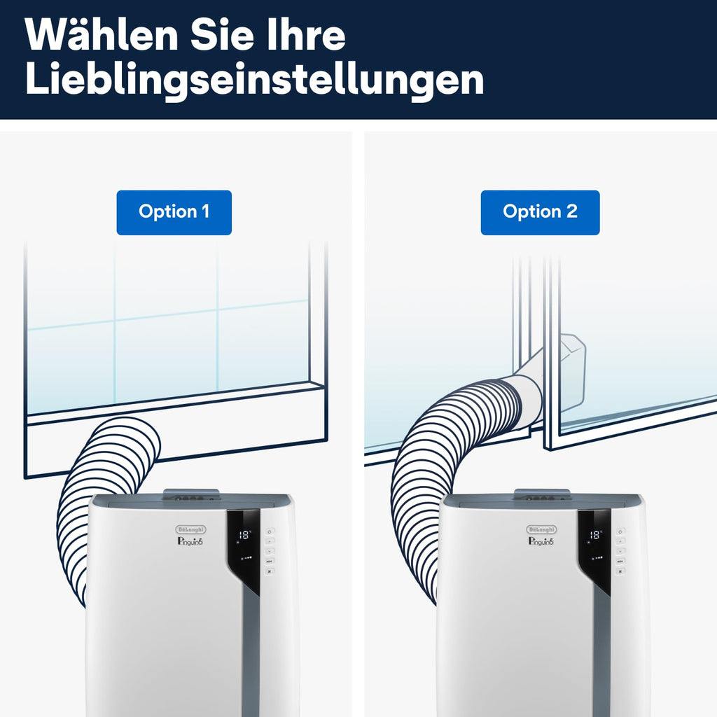 De'Longhi Pinguino PAC EX105 Mobiles Klimagerät mit EcoRealFeel-Technologie, 10.000 BTU/h, für Räume bis 100m³, Entfeuchtungs- & Ventilationsfunktion, 24h-Timer, Energieeffizienzklasse A+++, Weiß