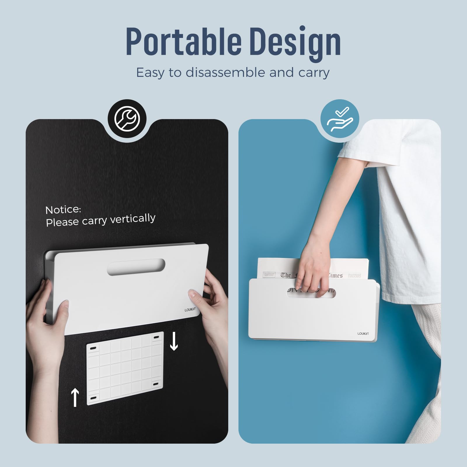 loukin Magnetischer Aktenhalter – vertikale Wandhalterung für Whiteboard, Kühlschrank, Bürowand, Dokumente, Briefe (weiß)