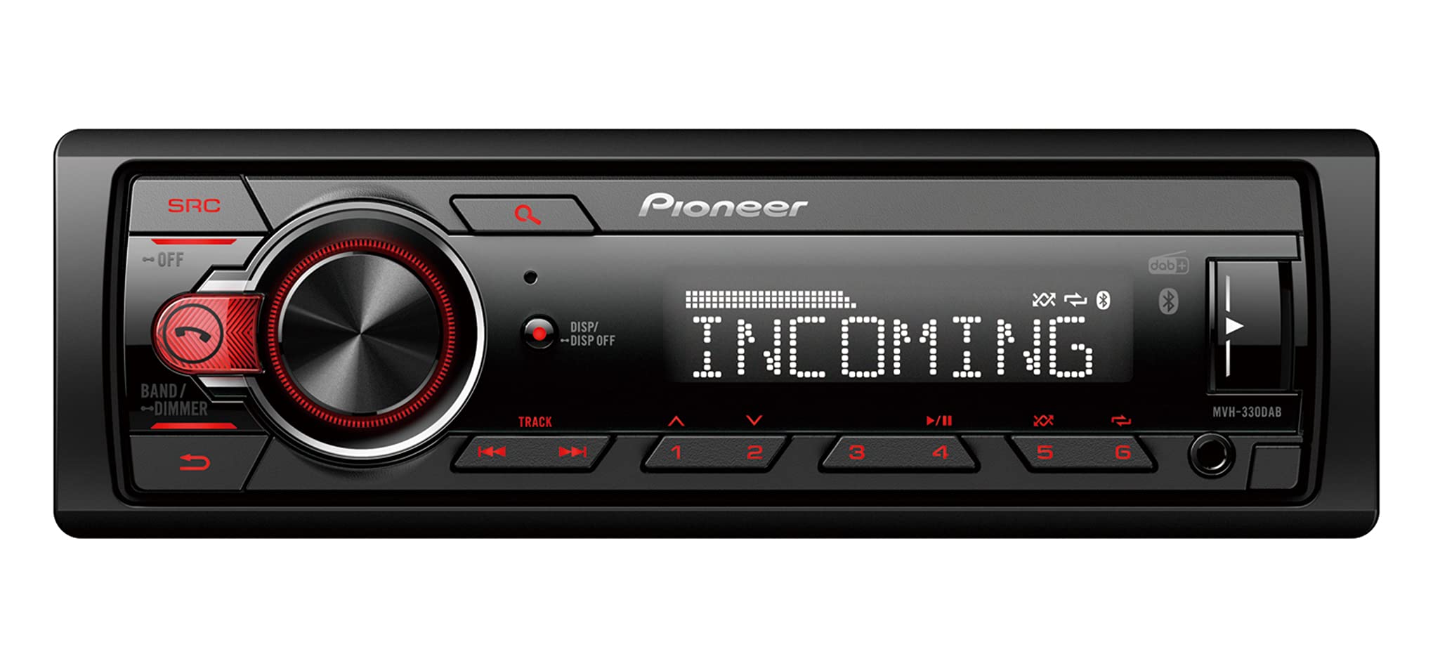 Pioneer MVH-330DAB-AN, 1DIN Autoradio mit RDS und DAB+, USB, AUX-Eingang, Bluetooth, geringe Einbautiefe, inklusive DAB-Antenne