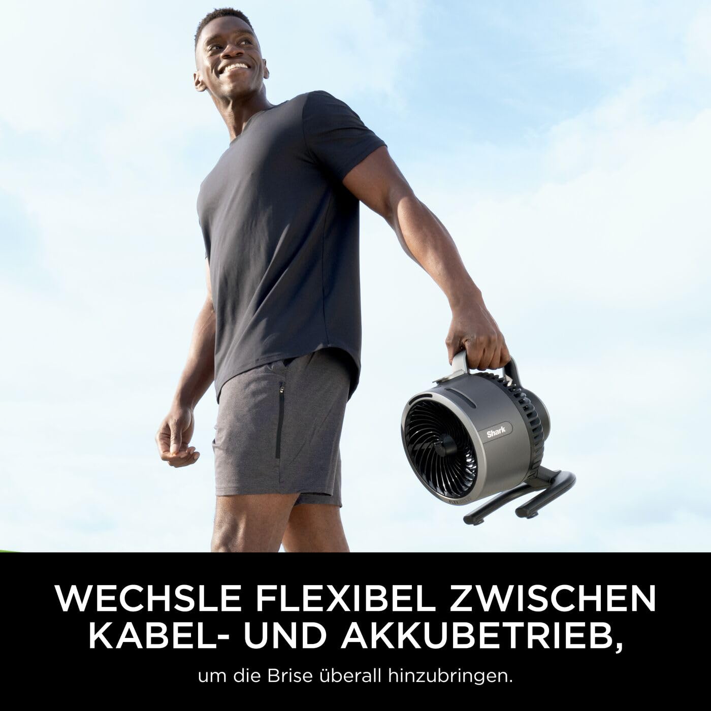 Shark FlexBreeze HydroGo – Leistungsstarker Nebelventilator, Kühlung im Innen- und Außenbereich, Leise und langlebig, Mit und ohne Kabel, Kompakt und Leicht, 5 Geschwindigkeiten, Anthrazit FA050EU