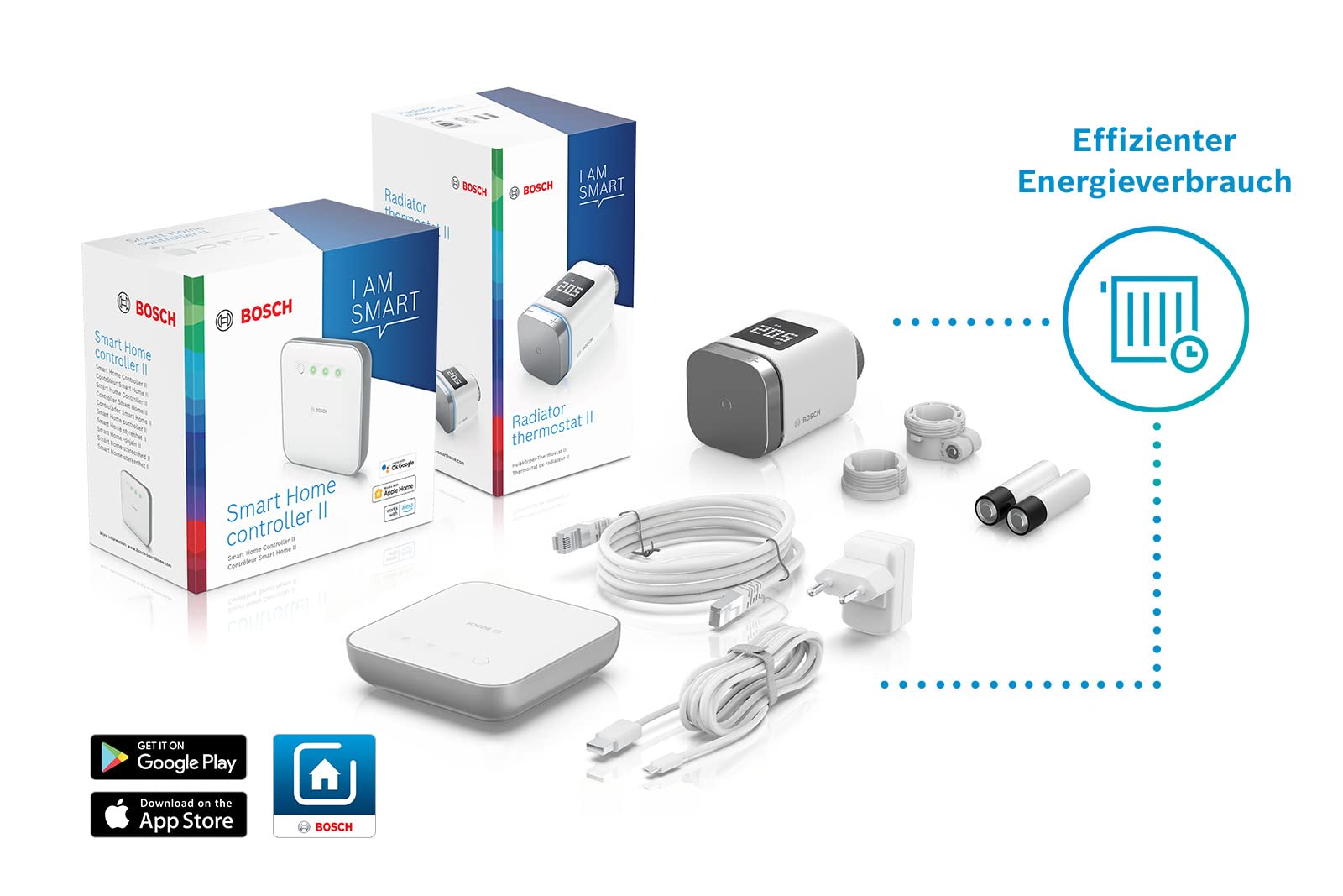 Bosch Smart Home Starter Set Heizen, mit App Steuerung, kompatibel mit Apple Homekit, Amazon Alexa und Google Assistant - Amazon Edition