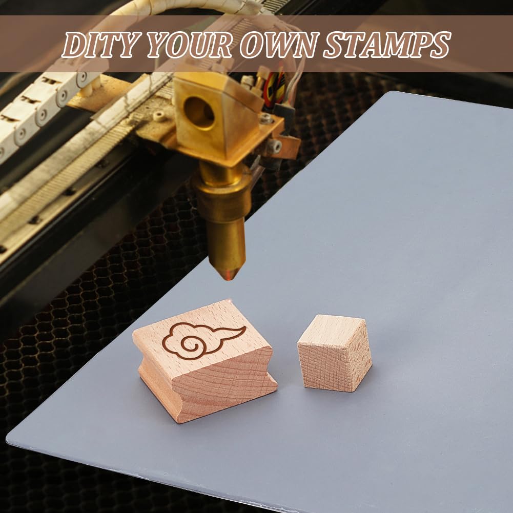 BENECREAT 20PCS Blanko-Stempelhalter Aus Hartholz Mit Grauem Stempelbogen Aus Gummi, 2 Größe Lasergravur Stempelblock Zubehör Für Bastelarbeiten, DIY-Stempel, 2cm /4cm