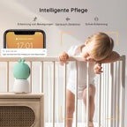 BOIFUN Babyphone mit 2 Kamera App, 2K QHD Bild, 355° Schwenken-60° Neige, 4×Zoom, Automatische Verfolgung, Weinen/Bewegungs/Geräuscherkennung, Temperatur und Feuchtigkeitsmessung