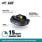 Makita Werkzeug GmbH BL1815 / 196235-0 Akku Li 18,0V 1,5Ah, Schwarz, Small