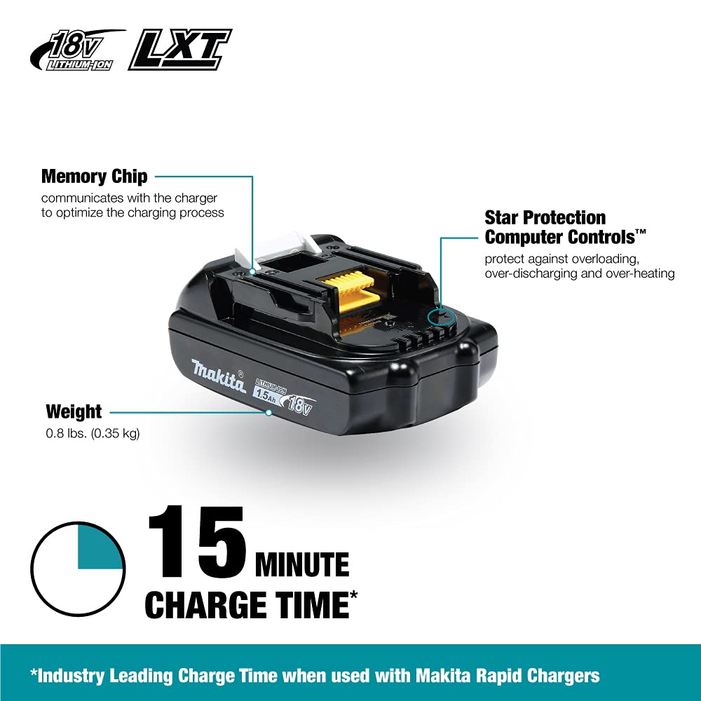 Makita Werkzeug GmbH BL1815 / 196235-0 Akku Li 18,0V 1,5Ah, Schwarz, Small