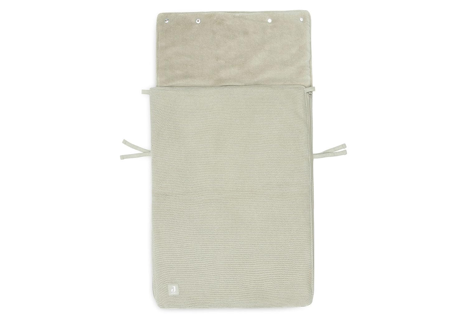 Jollein Fußsack Basic Knit Olive Green - Für Babyschale Kinderautositz Gruppe 0+ und Kinderwagen - Für 3-Punkt- und 5-Punkt-Gurt - Strickmuster und Fleece Futter - Olivgrün